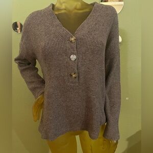 J. Jill Taupe V Neck Knit Sweater